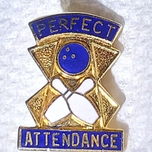 Vintage 1980s Perfect Attendance Bowling Lapel Collectible Pin - Picture 7 of 9